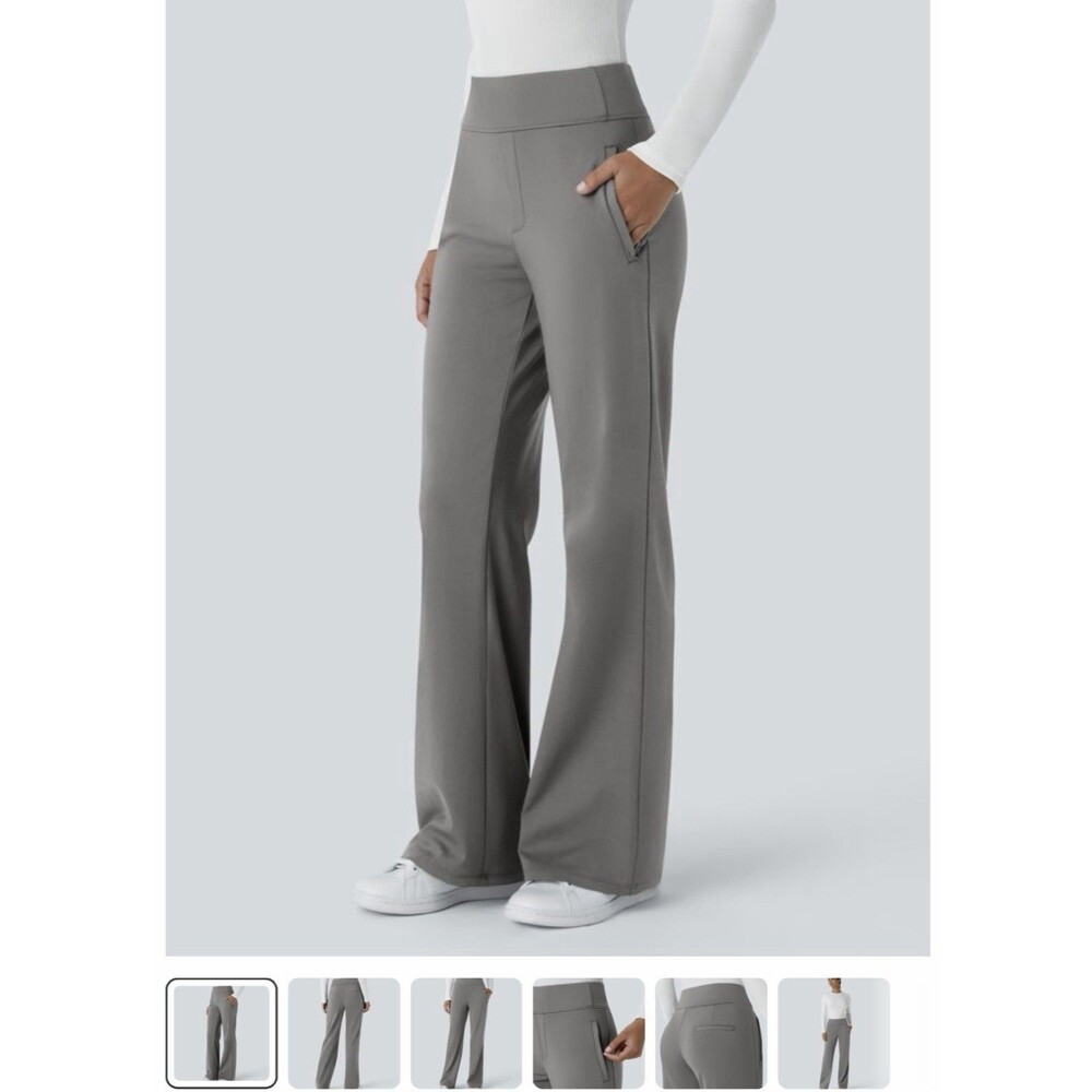 Halara Flex™ DayStretch Mid Rise Side Zipper Pocket Work Flare Pants Sz M Petite